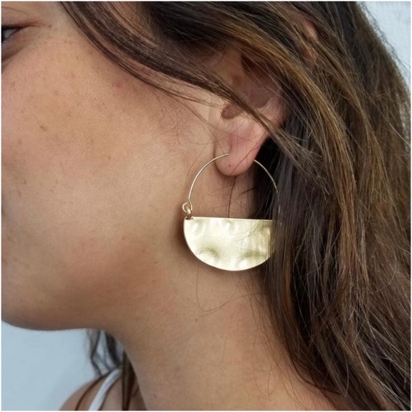 π2/$30 New Anthro Gold Half Moon Hoops - Picture 2 of 4